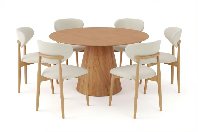 Siena Matgrupp runt 130 cm Ek med 6 Molly Matstolar - Ek - Möbler - Matplats - Matgrupp & matbord med stolar