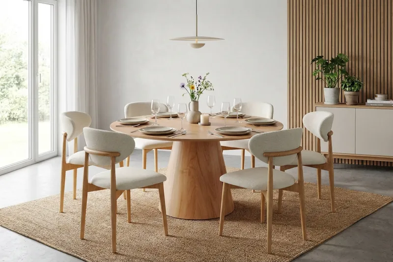 Siena Matgrupp runt 130 cm Ek med 6 Molly Matstolar - Ek - Möbler - Matplats - Matgrupp & matbord med stolar