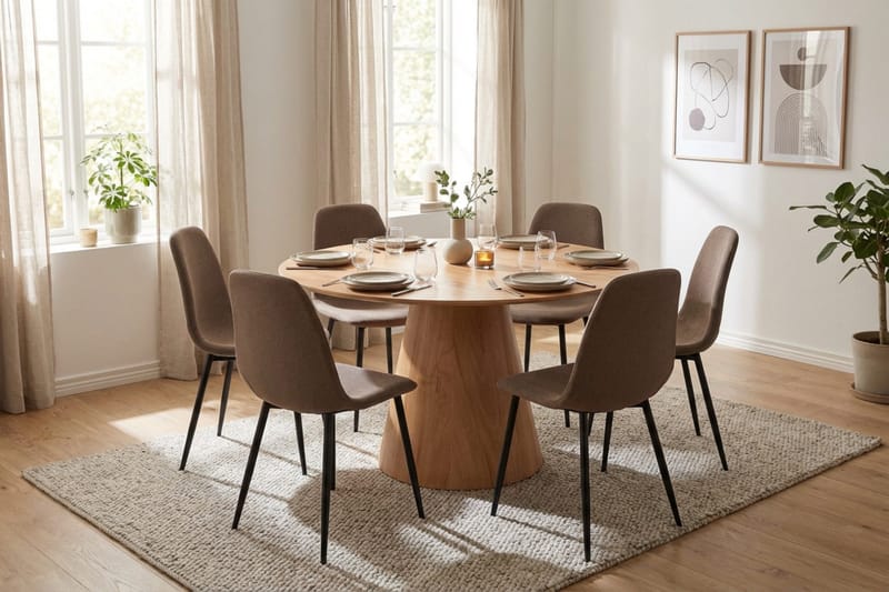 Siena Matgrupp runt 130 cm Ek med 6 Nibe Matstolar - Ek - Möbler - Matplats - Matgrupp & matbord med stolar