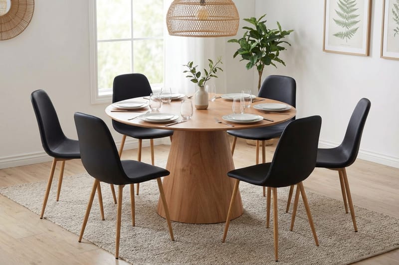 Siena Matgrupp runt 130 cm Ek med 6 Nibe Matstolar - Ek - Möbler - Matplats - Matgrupp & matbord med stolar