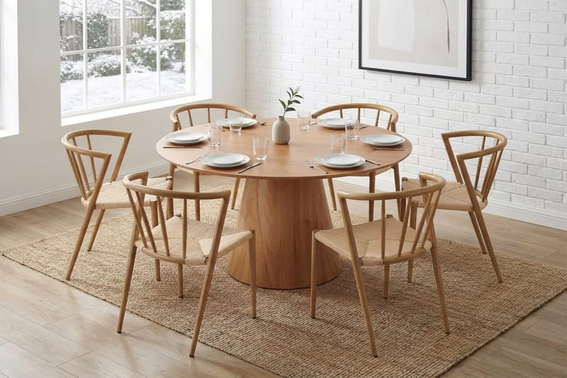 Siena Matgrupp runt 130 cm Ek med 6 Winston Matstolar - Ek - Möbler - Matplats - Matgrupp & matbord med stolar