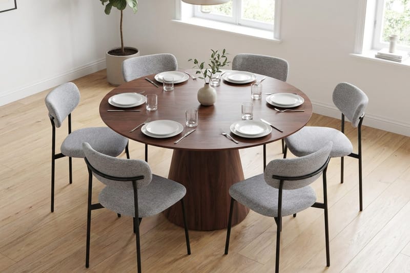 Siena Matgrupp runt 130 cm med 6 Lucy Matstolar - Valnöt - Möbler - Matplats - Matgrupp & matbord med stolar