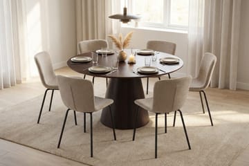 Siena Matgrupp runt 130 cm Rökt Ek med 6 Katy Matstolar - Rökt ek - Möbler - Matplats - Matgrupp & matbord med stolar