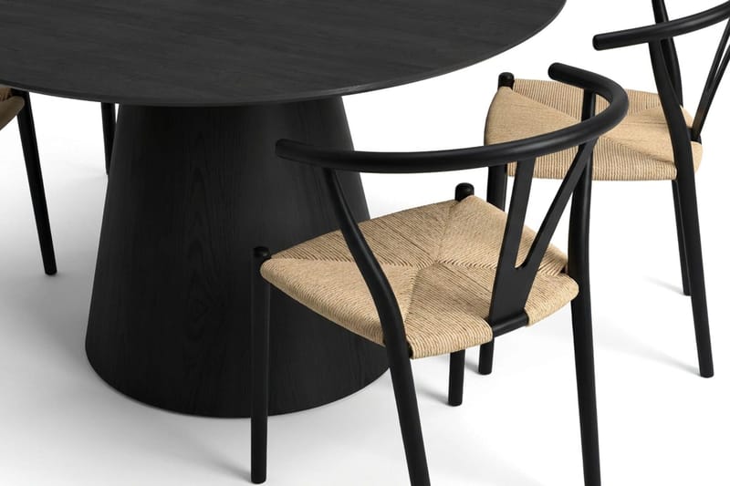 Siena Matgrupp runt 130 cm Svart med 6 Elysia Matstolar - Svart - Möbler - Matplats - Matgrupp & matbord med stolar