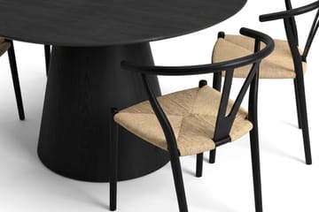 Siena Matgrupp runt 130 cm Svart med 6 Elysia Matstolar - Svartlaserad ek - Möbler - Matplats - Matgrupp & matbord med stolar
