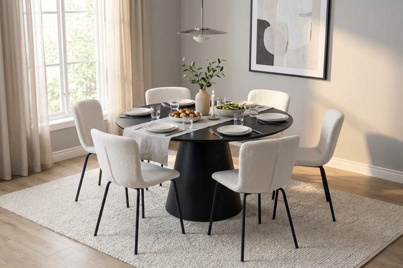Siena Matgrupp runt 130 cm Svart med 6 Katy Matstolar - Svart - Möbler - Matplats - Matgrupp & matbord med stolar