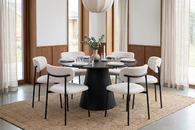 Siena Matgrupp runt 130 cm Svart med 6 Lucy Matstolar - Svart - Möbler - Matplats - Matgrupp & matbord med stolar