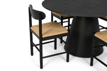 Siena Matgrupp runt 130 cm Svart med 6 Malte Matstolar - Svartlaserad ek - Möbler - Matplats - Matgrupp & matbord med stolar