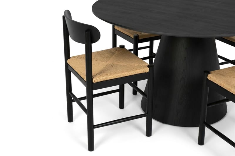 Siena Matgrupp runt 130 cm Svart med 6 Malte Matstolar - Möbler - Matplats - Matgrupp & matbord med stolar