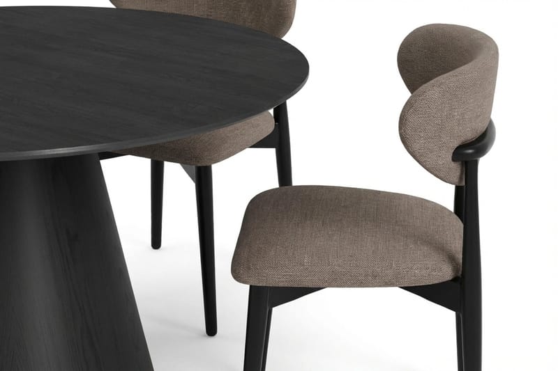 Siena Matgrupp runt 130 cm Svart med 6 Molly Matstolar - Svart - Möbler - Matplats - Matgrupp & matbord med stolar