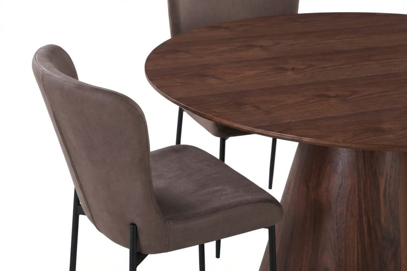 Siena Matgrupp runt 130 cm Valnöt med 6 Elsie Matstolar - Valnöt/Brun - Möbler - Matplats - Matgrupp & matbord med stolar