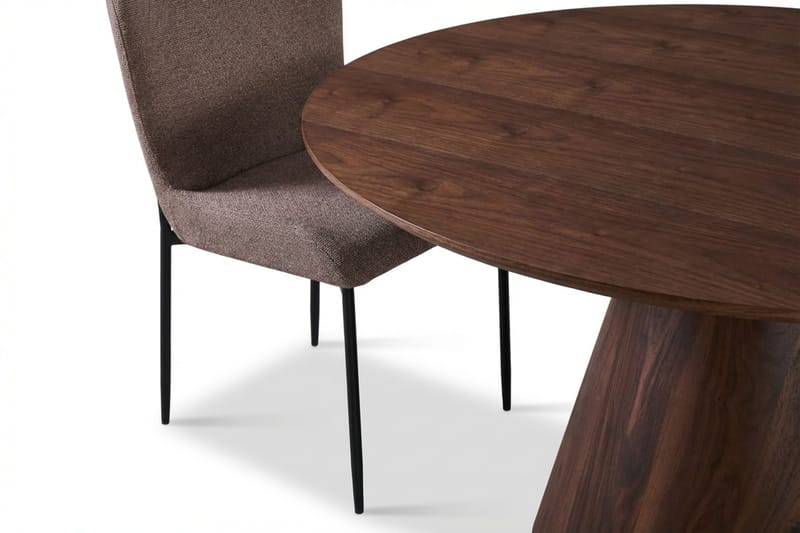 Siena Matgrupp runt 130 cm Valnöt med 6 Elsie Matstolar - Valnöt/Grå - Möbler - Matplats - Matgrupp & matbord med stolar