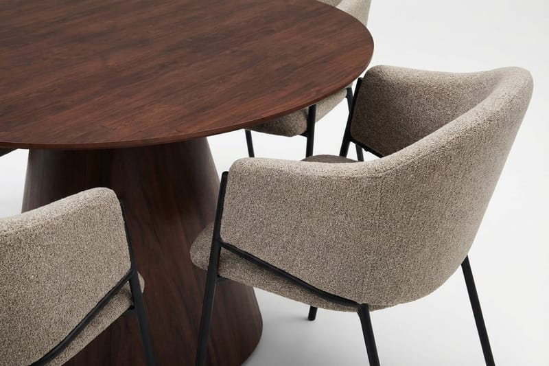 Siena Matgrupp runt 130 cm Valnöt med 6 Filip Matstolar - Valnöt - Möbler - Matplats - Matgrupp & matbord med stolar
