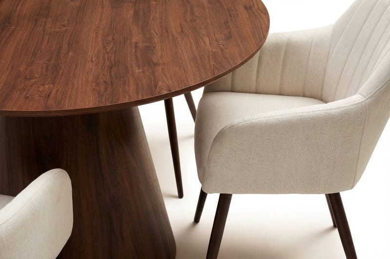 Siena Matgrupp runt 130 cm Valnöt med 6 Filippa Matstolar - Valnöt - Möbler - Matplats - Matgrupp & matbord med stolar