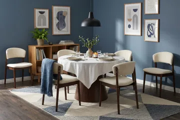 Siena Matgrupp runt 130 cm Valnöt med 6 Nala Matstolar - Valnöt - Möbler - Matplats - Matgrupp & matbord med stolar