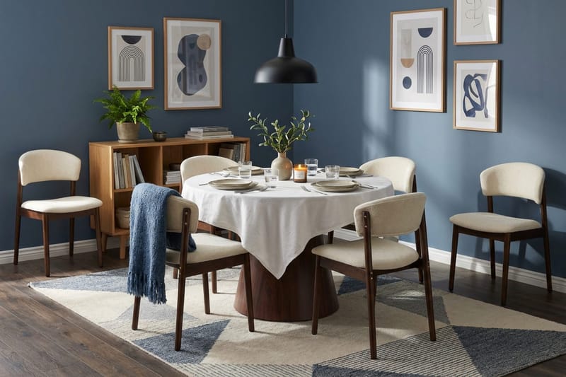 Siena Matgrupp runt 130 cm Valnöt med 6 Nala Matstolar - Valnöt - Möbler - Matplats - Matgrupp & matbord med stolar
