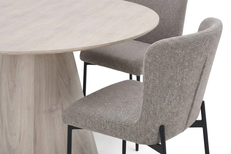 Siena Matgrupp runt 130 cm Vitlaserad med 6 Elsie Matstolar - Vitlaserad/Ljusgrå - Möbler - Matplats - Matgrupp & matbord med stolar