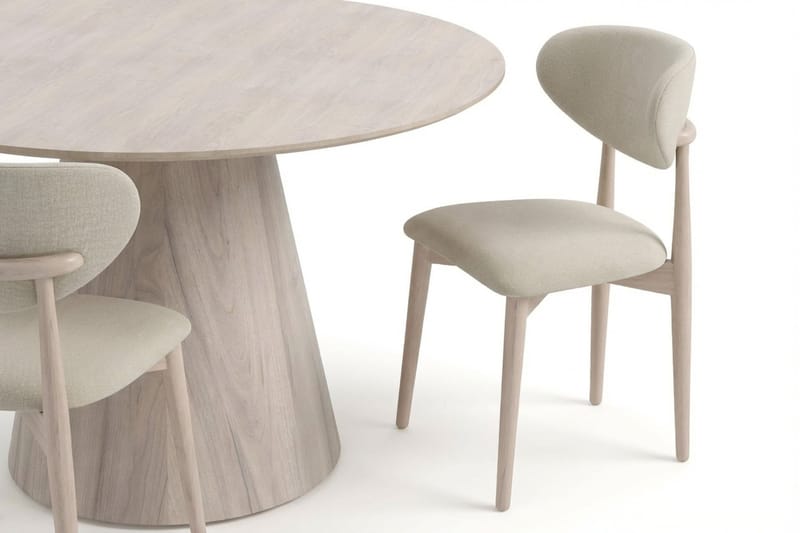 Siena Matgrupp runt 130 cm Vitlaserad med 6 Molly Matstolar - Vitlaserad - Möbler - Matplats - Matgrupp & matbord med stolar