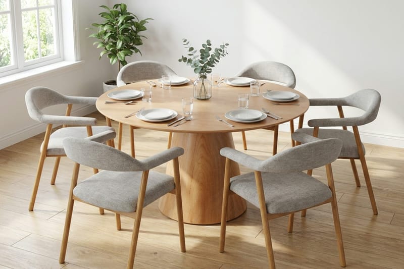 Siena Matgrupp runt 150 cm Ek med 4 Ronja Matstolar - Ek - Möbler - Matplats - Matgrupp & matbord med stolar