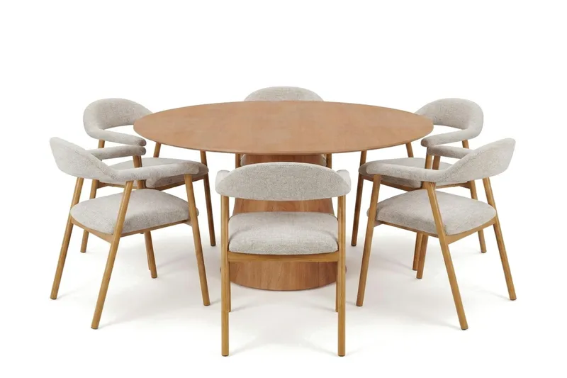 Siena Matgrupp runt 150 cm Ek med 4 Ronja Matstolar - Sand/Ek - Möbler - Matplats - Matgrupp & matbord med stolar