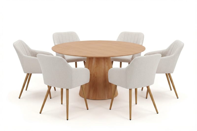 Siena Matgrupp runt 150 cm Ek med 6 Filippa Matstolar - Ek - Möbler - Matplats - Matgrupp & matbord med stolar