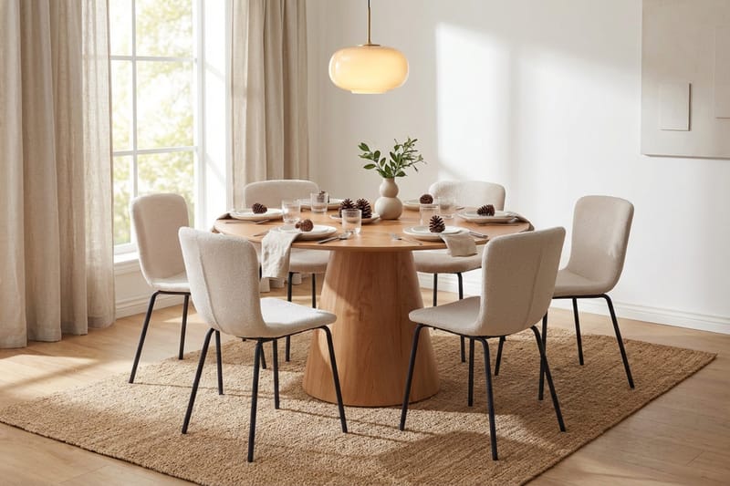 Siena Matgrupp runt 150 cm Ek med 6 Katy Matstolar - Ek - Möbler - Matplats - Matgrupp & matbord med stolar