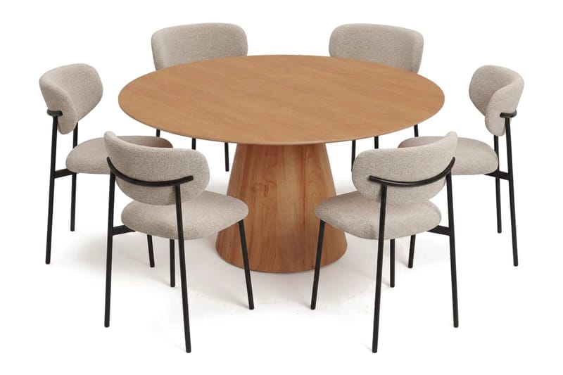 Siena Matgrupp runt 150 cm Ek med 6 Lucy Matstolar - Ek - Möbler - Matplats - Matgrupp & matbord med stolar
