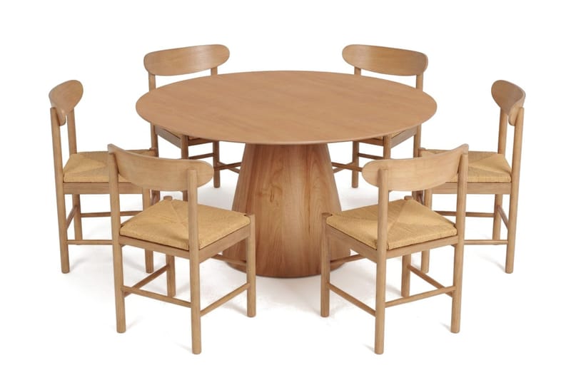 Siena Matgrupp runt 150 cm Ek med 6 Malte Matstolar - Möbler - Matplats - Matgrupp & matbord med stolar