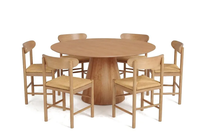 Siena Matgrupp runt 150 cm Ek med 6 Malte Matstolar - Möbler - Matplats - Matgrupp & matbord med stolar