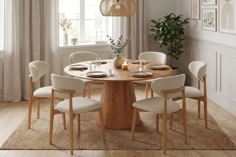 Siena Matgrupp runt 150 cm Ek med 6 Molly Matstolar - Ek - Möbler - Matplats - Matgrupp & matbord med stolar