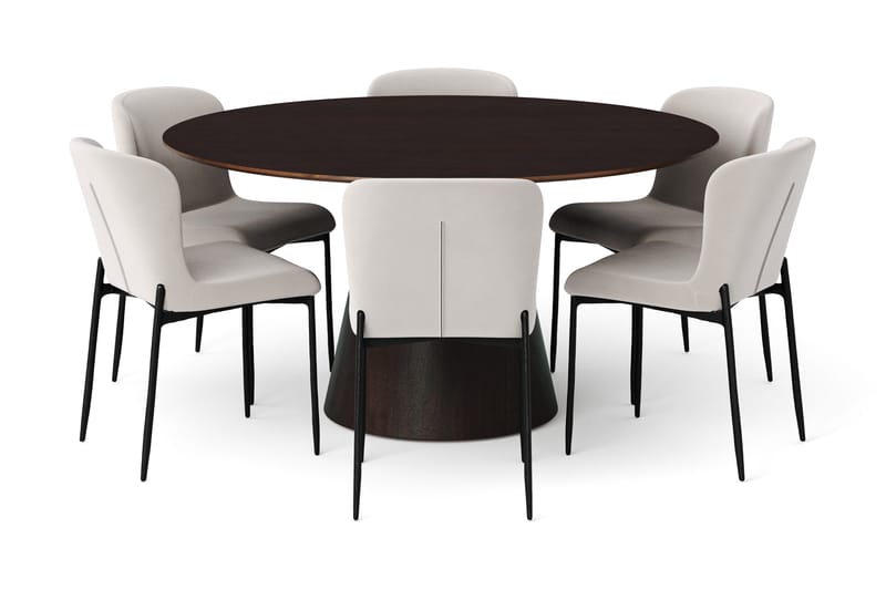 Siena Matgrupp runt 150 cm Rökt Ek med 6 Elsie Matstolar - Rökt ek/Beige - Möbler - Matplats - Matgrupp & matbord med stolar