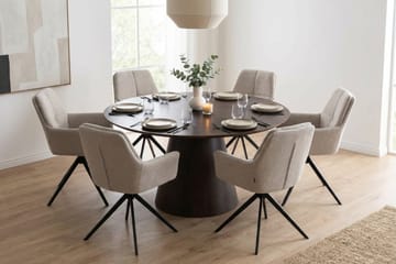 Siena Matgrupp runt 150 cm Rökt Ek med 6 Torsby Matstolar - Rökt ek - Möbler - Matplats - Matgrupp & matbord med stolar