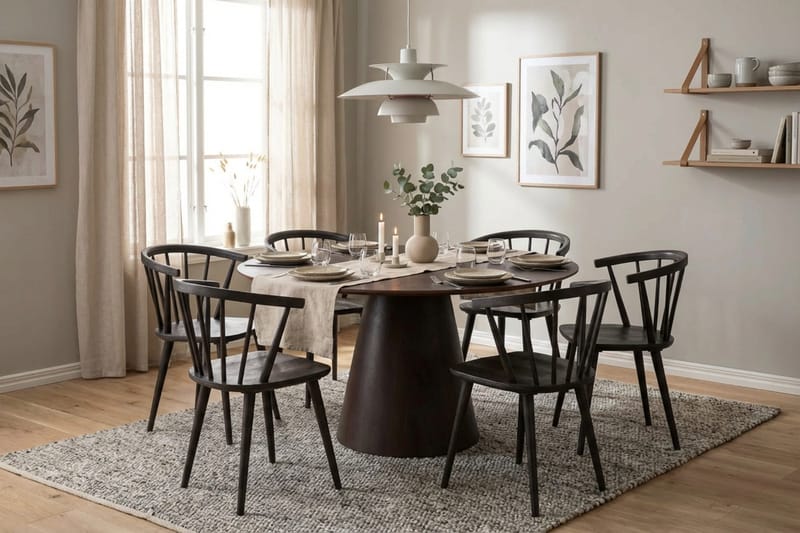 Siena Matgrupp runt 150 cm Rökt Ek med 6 Tyrö Matstolar - Rökt ek - Möbler - Matplats - Matgrupp & matbord med stolar