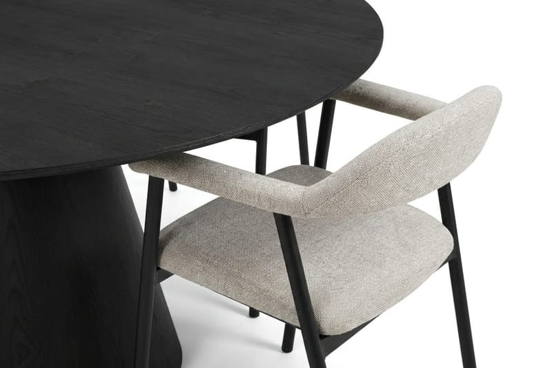 Siena Matgrupp runt 150 cm Svart med 4 Ronja Matstolar - Beige/Svart - Möbler - Matplats - Matgrupp & matbord med stolar
