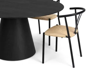 Siena Matgrupp runt 150 cm Svart med 6 Elysia Matstolar - Svartlaserad ek - Möbler - Matplats - Matgrupp & matbord med stolar