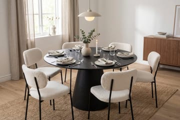 Siena Matgrupp runt 150 cm Svart med 6 Gemmiano Matstolar - Svartlaserad ek - Möbler - Matplats - Matgrupp & matbord med stolar