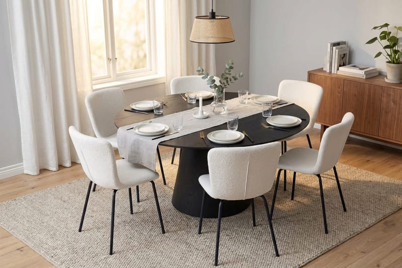 Siena Matgrupp runt 150 cm Svart med 6 Katy Matstolar - Svart - Möbler - Matplats - Matgrupp & matbord med stolar