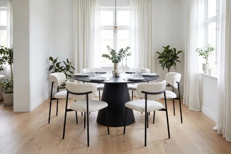 Siena Matgrupp runt 150 cm Svart med 6 Lucy Matstolar - Svart - Möbler - Matplats - Matgrupp & matbord med stolar