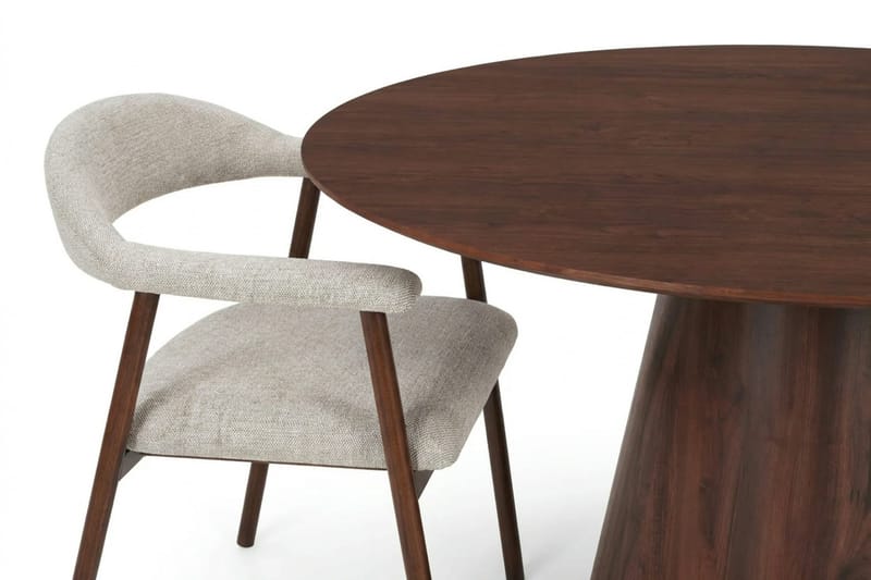 Siena Matgrupp runt 150 cm Valnöt med 4 Ronja Matstolar - Sand/Valnöt - Möbler - Matplats - Matgrupp & matbord med stolar
