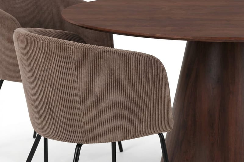 Siena Matgrupp runt 150 cm Valnöt med 6 Berit Matstolar - Valnöt - Möbler - Matplats - Matgrupp & matbord med stolar