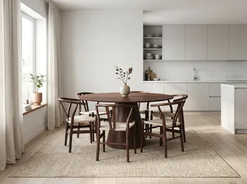 Siena Matgrupp runt 150 cm Valnöt med 6 Dastoori Matstolar - Valnöt - Möbler - Matplats - Matgrupp & matbord med stolar