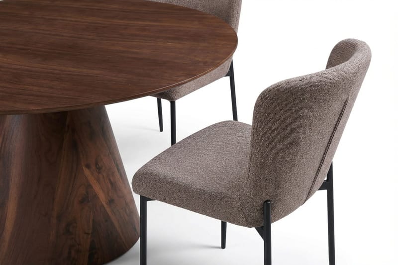 Siena Matgrupp runt 150 cm Valnöt med 6 Elsie Matstolar - Valnöt/Grå - Möbler - Matplats - Matgrupp & matbord med stolar