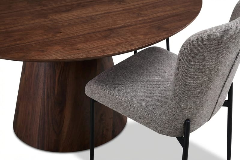 Siena Matgrupp runt 150 cm Valnöt med 6 Elsie Matstolar - Valnöt/Ljusgrå - Möbler - Matplats - Matgrupp & matbord med stolar