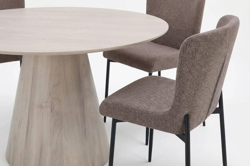 Siena Matgrupp runt 150 cm Vitlaserad med 6 Elsie Matstolar - Vitlaserad/Brun - Möbler - Matplats - Matgrupp & matbord med stolar