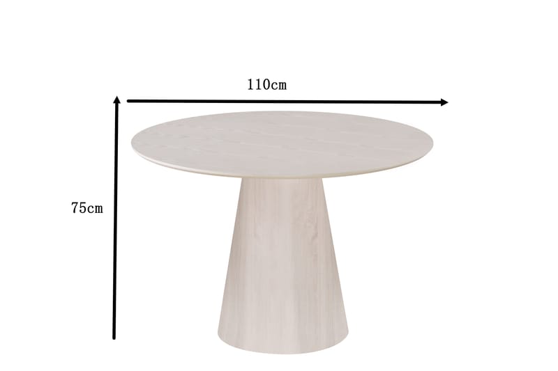 Siena Runt Matbord 110 cm i Trä med Vitlaserad Ek-utseende - Vit - Möbler - Matplats - Matbord & köksbord