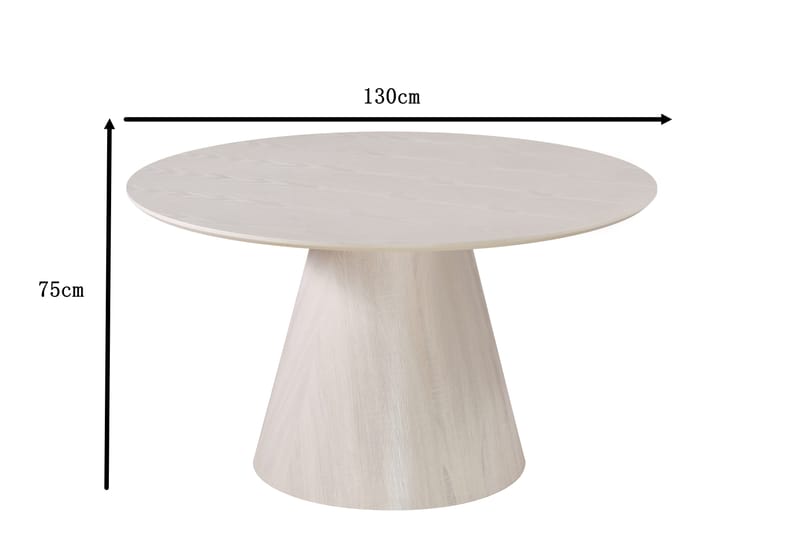 Siena Runt Matbord 130 cm i Trä med Vitlaserad Ek-utseende - Vit - Möbler - Matplats - Matbord & köksbord