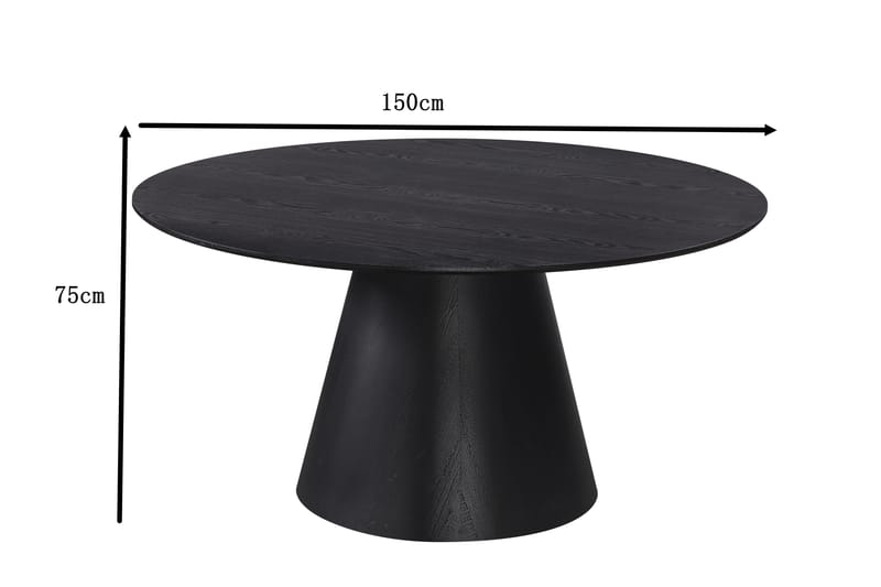 Siena Runt Matbord 150 cm i Trä med Svartlaserad Ek-utseende - Svart - Möbler - Matplats - Matbord & köksbord