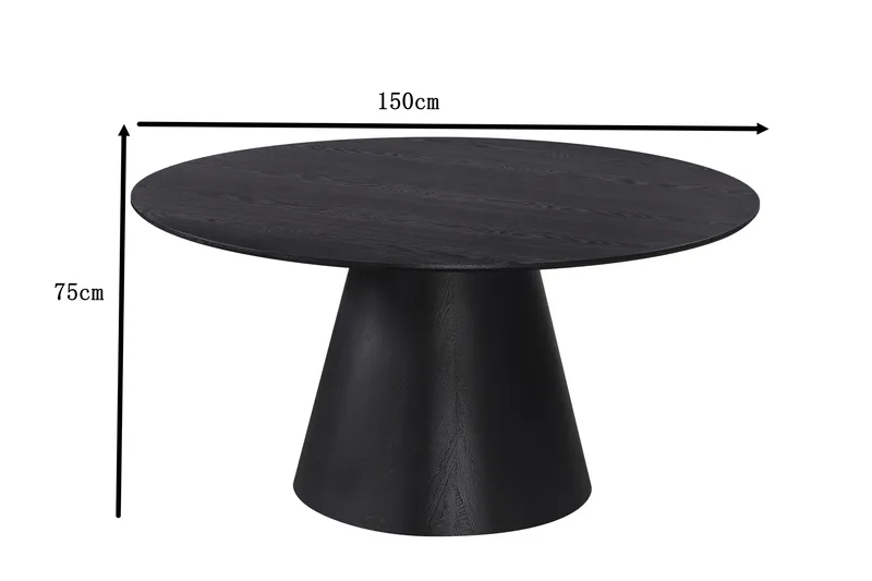 Siena Stort Matbord Runt 150cm Fanér - Svart - Möbler - Matplats - Matbord & köksbord