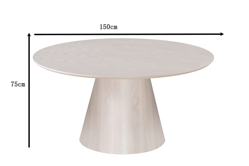 Siena Stort Matbord Runt 150cm Fanér - Vitlaserad ek - Möbler - Matplats - Matbord & köksbord