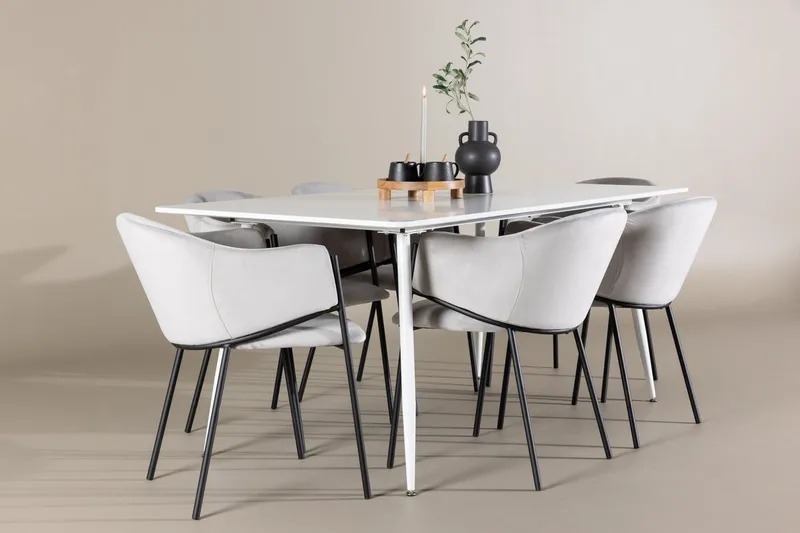 Silar Matbord 180x90 cm med 6 Evelina Karmstol